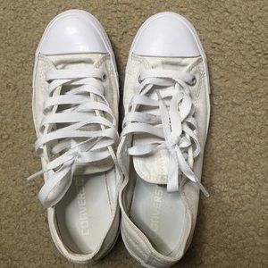Converse white silver filament canvas sneakers